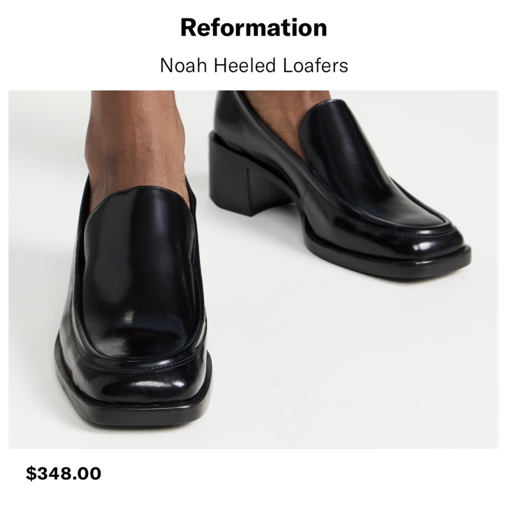 Reformation Noah Heeled Loafers, Black, Size 6, NIB